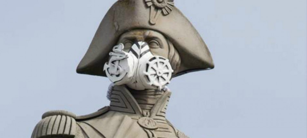 Las estatuas de Londres se ponen mascarillas
