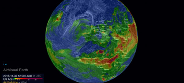 Un mapa que muestra la contaminación del aire en tiempo real